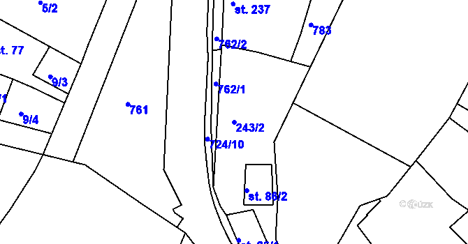 Parcela st. 243/2 v KÚ Smiřice, Katastrální mapa