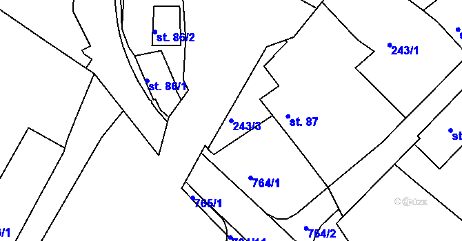 Parcela st. 243/3 v KÚ Smiřice, Katastrální mapa