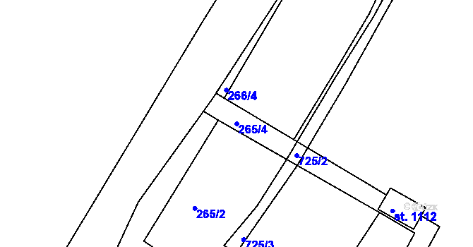 Parcela st. 265/4 v KÚ Smiřice, Katastrální mapa