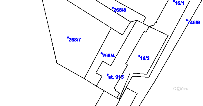 Parcela st. 268/4 v KÚ Smiřice, Katastrální mapa