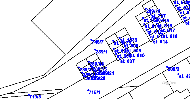 Parcela st. 289/1 v KÚ Smiřice, Katastrální mapa