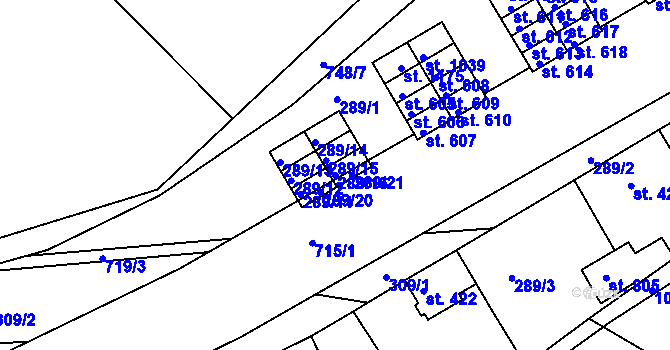 Parcela st. 289/16 v KÚ Smiřice, Katastrální mapa
