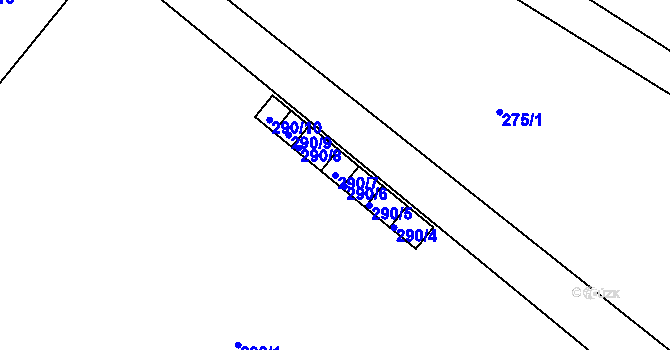 Parcela st. 290/7 v KÚ Smiřice, Katastrální mapa