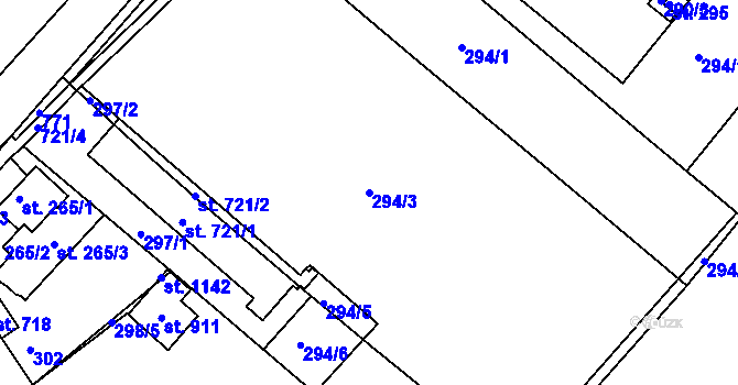 Parcela st. 294/3 v KÚ Smiřice, Katastrální mapa