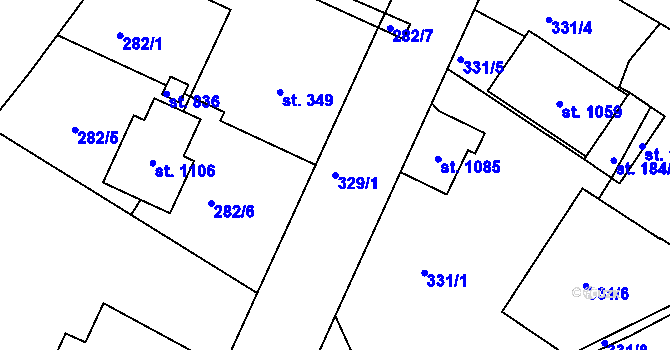 Parcela st. 329/1 v KÚ Smiřice, Katastrální mapa