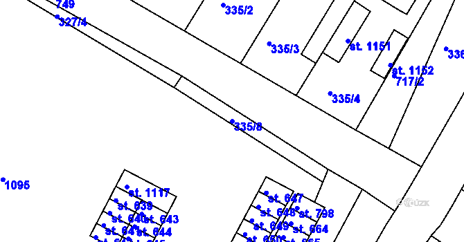 Parcela st. 335/8 v KÚ Smiřice, Katastrální mapa