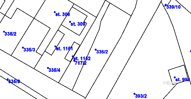 Parcela st. 336/2 v KÚ Smiřice, Katastrální mapa