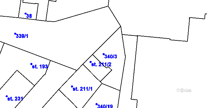 Parcela st. 340/3 v KÚ Smiřice, Katastrální mapa