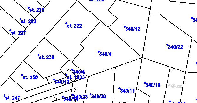 Parcela st. 340/4 v KÚ Smiřice, Katastrální mapa