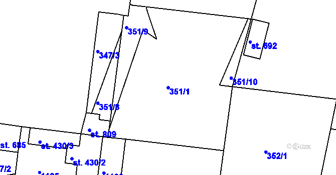 Parcela st. 351/1 v KÚ Smiřice, Katastrální mapa