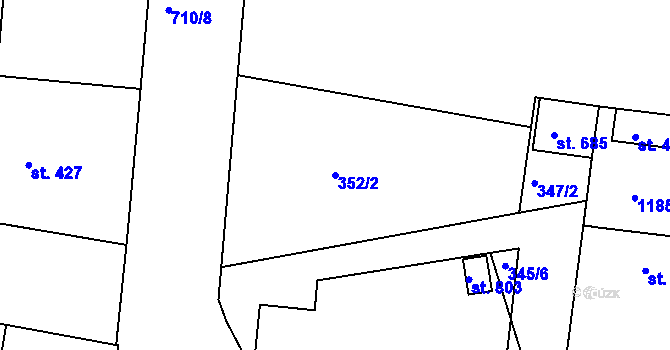 Parcela st. 352/2 v KÚ Smiřice, Katastrální mapa