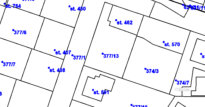 Parcela st. 377/13 v KÚ Smiřice, Katastrální mapa