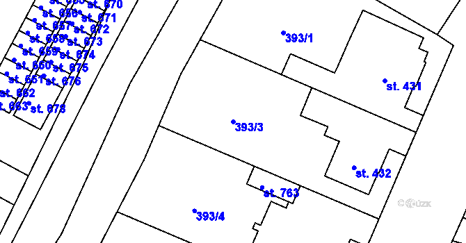 Parcela st. 393/3 v KÚ Smiřice, Katastrální mapa