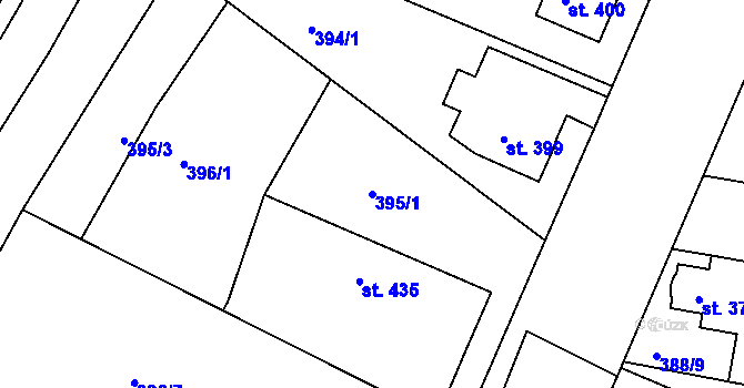 Parcela st. 395/1 v KÚ Smiřice, Katastrální mapa