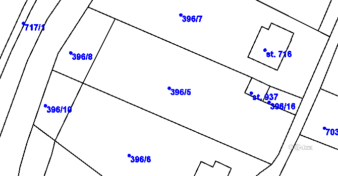 Parcela st. 396/5 v KÚ Smiřice, Katastrální mapa
