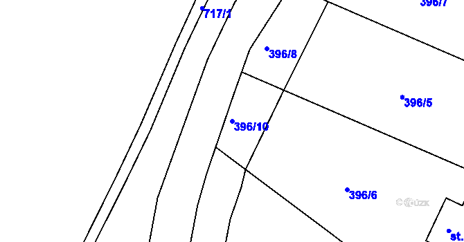 Parcela st. 396/10 v KÚ Smiřice, Katastrální mapa