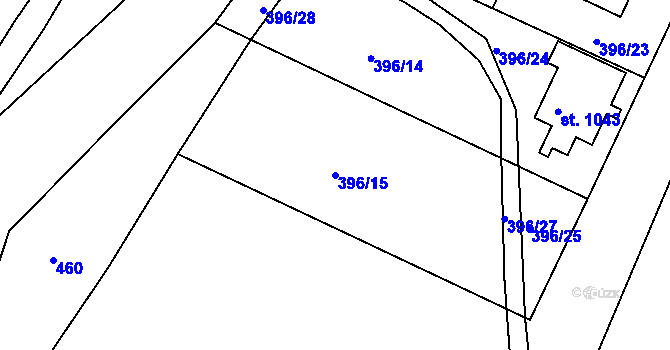 Parcela st. 396/15 v KÚ Smiřice, Katastrální mapa