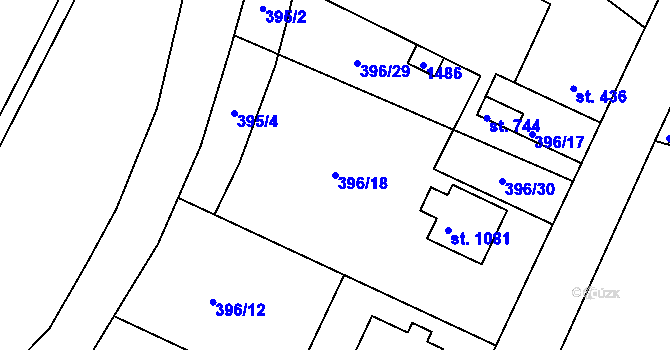 Parcela st. 396/18 v KÚ Smiřice, Katastrální mapa