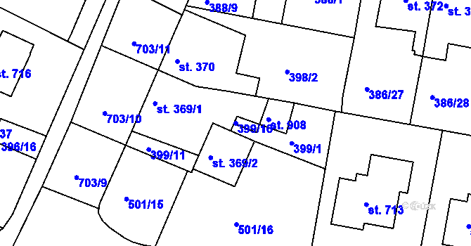 Parcela st. 399/16 v KÚ Smiřice, Katastrální mapa