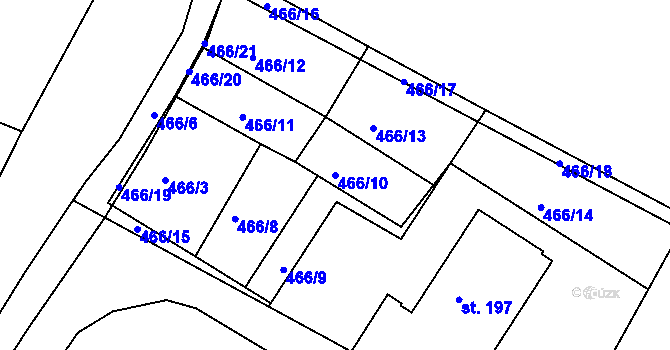 Parcela st. 466/10 v KÚ Smiřice, Katastrální mapa