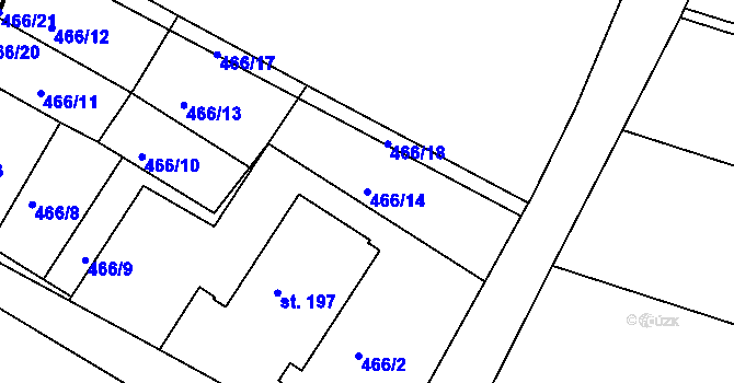 Parcela st. 466/14 v KÚ Smiřice, Katastrální mapa