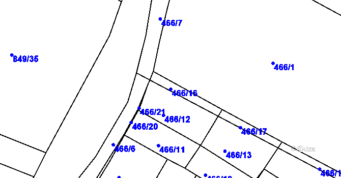 Parcela st. 466/16 v KÚ Smiřice, Katastrální mapa