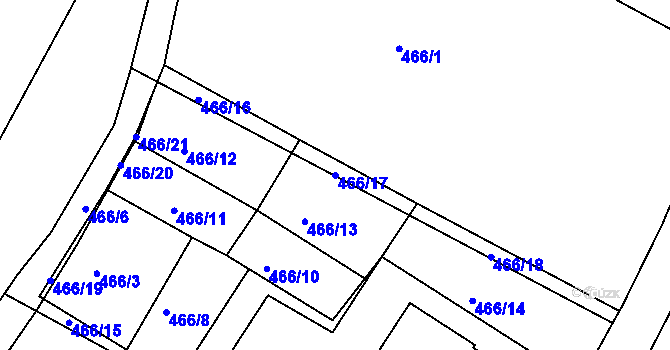 Parcela st. 466/17 v KÚ Smiřice, Katastrální mapa
