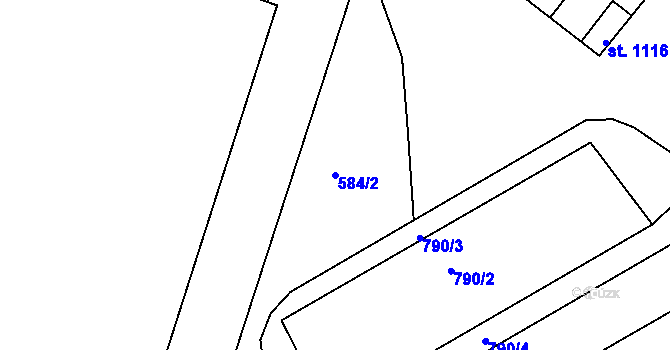 Parcela st. 584/2 v KÚ Smiřice, Katastrální mapa