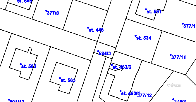 Parcela st. 584/3 v KÚ Smiřice, Katastrální mapa