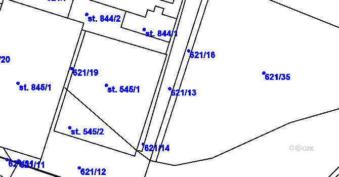 Parcela st. 621/13 v KÚ Smiřice, Katastrální mapa
