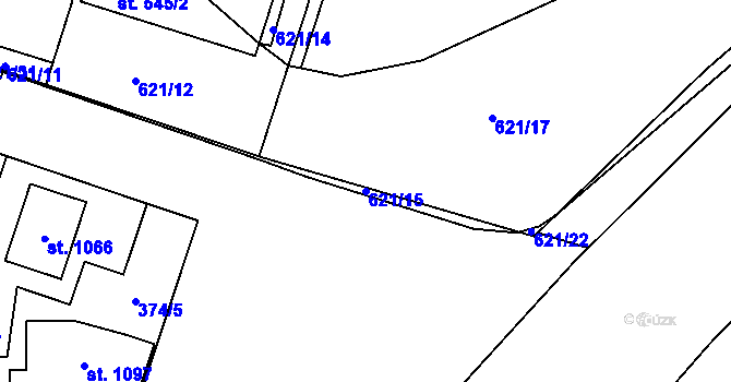 Parcela st. 621/15 v KÚ Smiřice, Katastrální mapa
