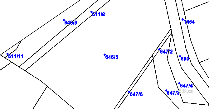 Parcela st. 646/5 v KÚ Smiřice, Katastrální mapa