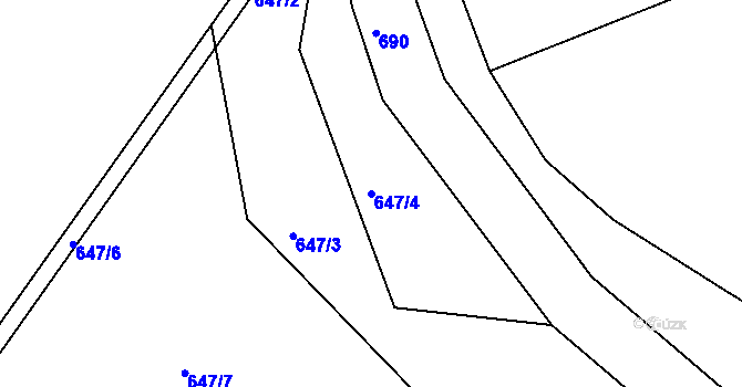 Parcela st. 647/4 v KÚ Smiřice, Katastrální mapa