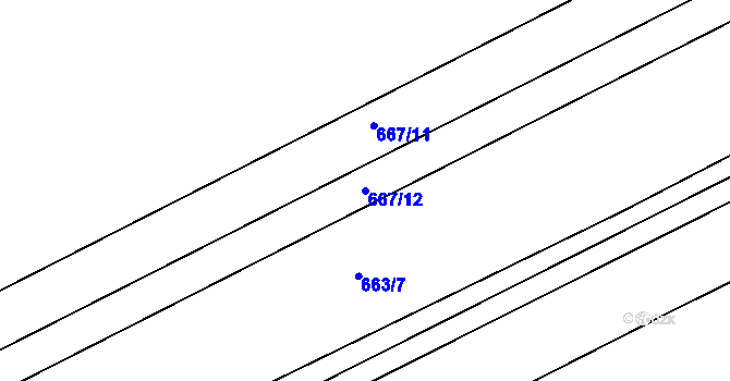 Parcela st. 667/12 v KÚ Smiřice, Katastrální mapa