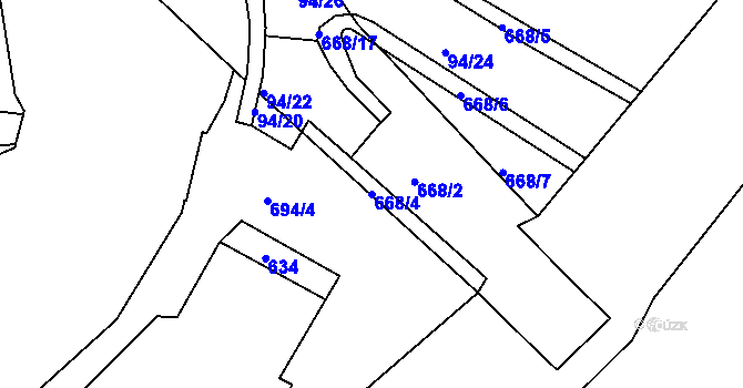 Parcela st. 668/4 v KÚ Smiřice, Katastrální mapa