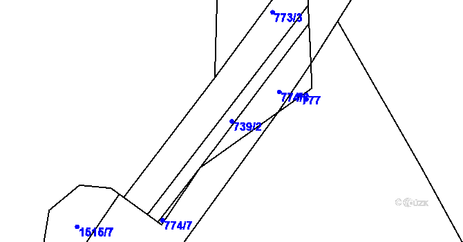 Parcela st. 739/2 v KÚ Smiřice, Katastrální mapa
