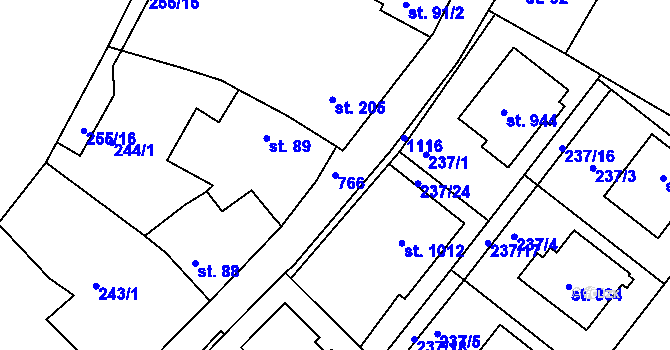 Parcela st. 766 v KÚ Smiřice, Katastrální mapa