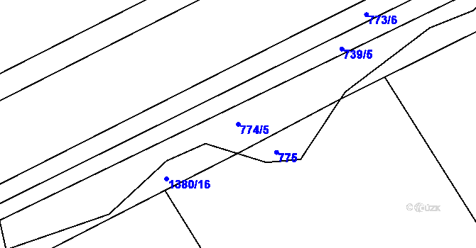 Parcela st. 774/5 v KÚ Smiřice, Katastrální mapa