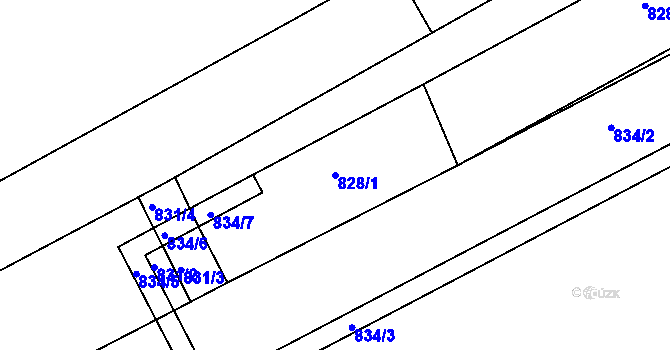 Parcela st. 828/1 v KÚ Smiřice, Katastrální mapa