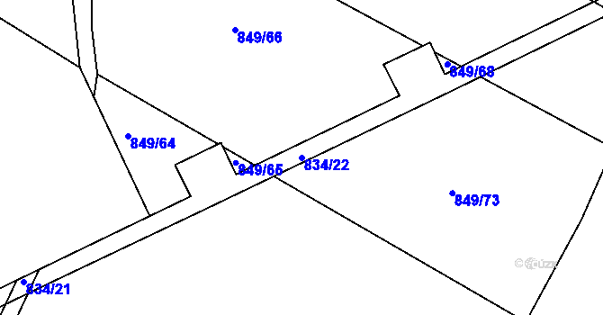 Parcela st. 834/22 v KÚ Smiřice, Katastrální mapa