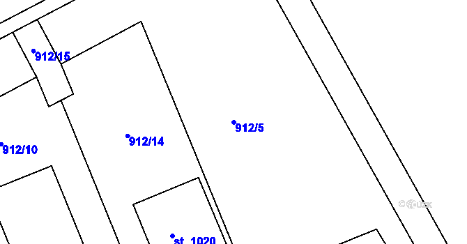 Parcela st. 912/5 v KÚ Smiřice, Katastrální mapa