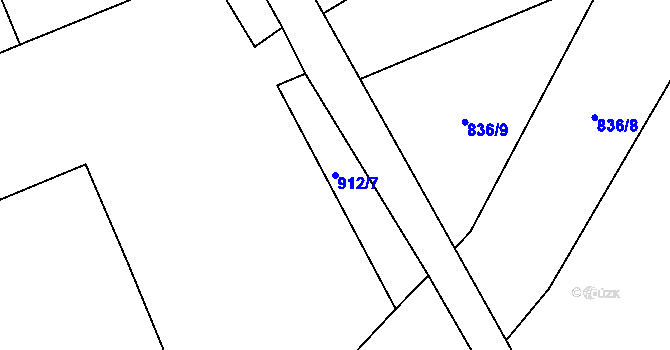 Parcela st. 912/7 v KÚ Smiřice, Katastrální mapa