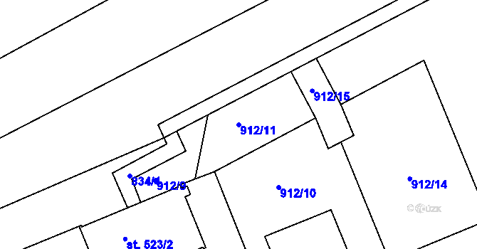 Parcela st. 912/11 v KÚ Smiřice, Katastrální mapa