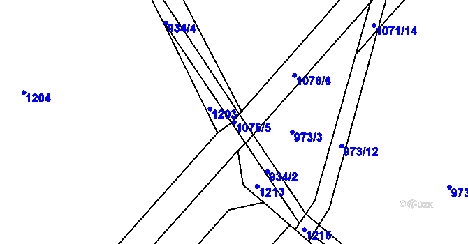 Parcela st. 1076/5 v KÚ Smiřice, Katastrální mapa