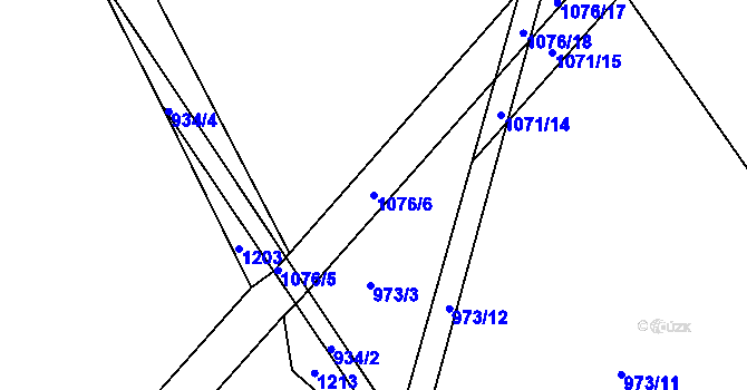 Parcela st. 1076/6 v KÚ Smiřice, Katastrální mapa