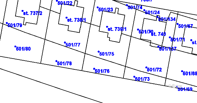 Parcela st. 501/75 v KÚ Smiřice, Katastrální mapa