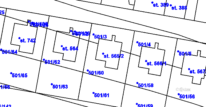 Parcela st. 565/2 v KÚ Smiřice, Katastrální mapa