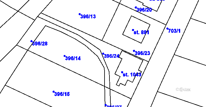 Parcela st. 396/24 v KÚ Smiřice, Katastrální mapa