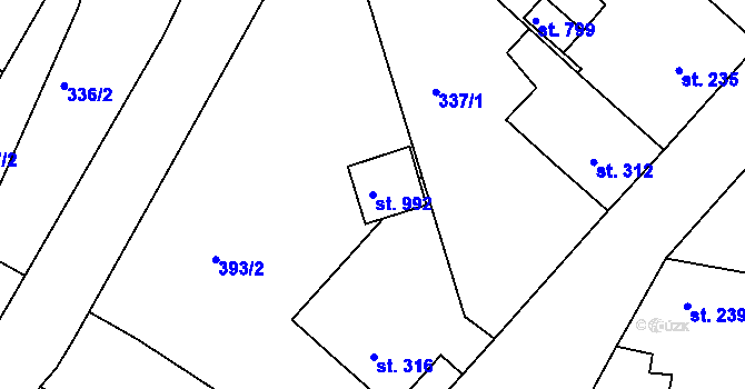 Parcela st. 992 v KÚ Smiřice, Katastrální mapa