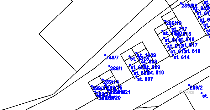 Parcela st. 748/7 v KÚ Smiřice, Katastrální mapa